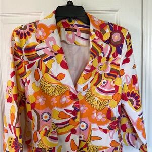 Mascot Retro Floral Blazer in Orange, Yellow & Pink  SUMMER READY ! Sz small